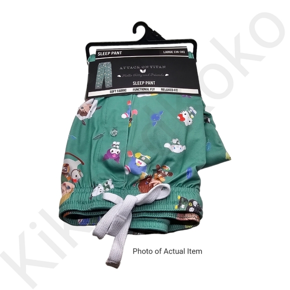 *LAST 1* NWT Hello Kitty x Attack On Titan Allover Print Sleep Pants L - Picture 2 of 3